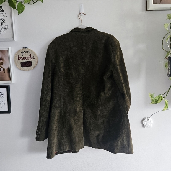 Vintage Suede Olive Green Danier Leather Coat - Picture 7 of 8